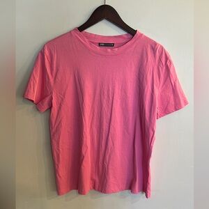 ZARA Women’s Pink Crewneck Short Sleeve Tee Size L